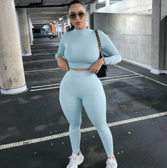 Women's Two-Piece Solid Autumn Overalls Set